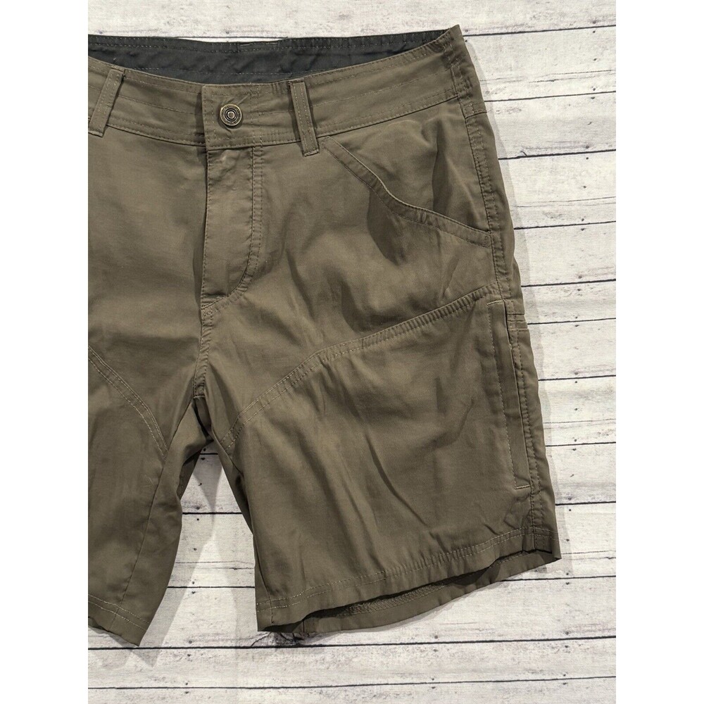 KUHL Mens Renegade Shorts Sz 32 Olive Green Hiking Zip Pockets Stretch Outdoor - Picture 5 of 16